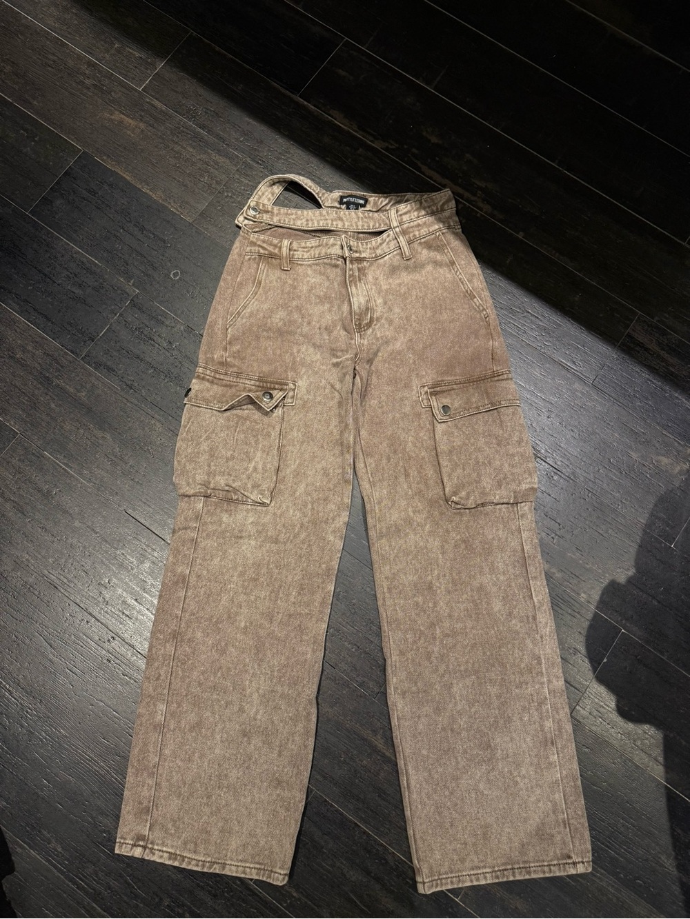 PrettyLittleThing Washed Taupe High-Rise Jeans